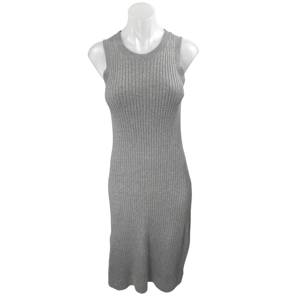 Banana Republic Gray Sleeveless Ribbed Knit Midi Tank Sweater Dress Size S